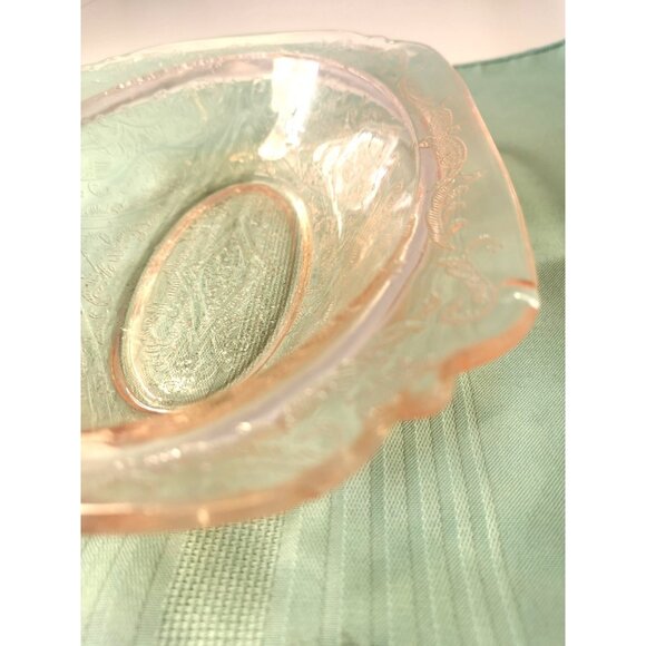 Pink Depression Glass Serving Dish  JEANETTE ADAM Pattern 1930s Small Chip - Picture 7 of 10
